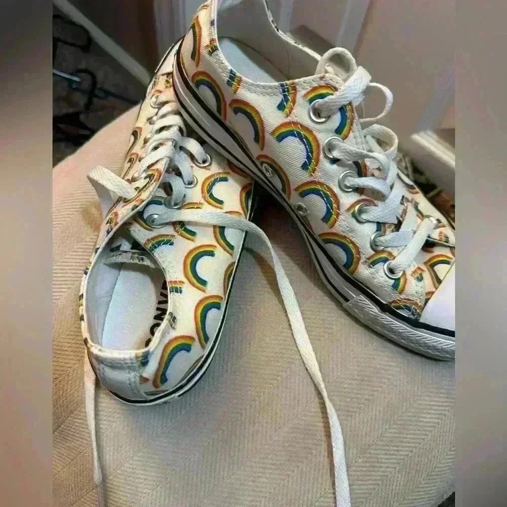 Converse Low-Top Rainbow Pattern Cap Toe Sneakers… - image 7